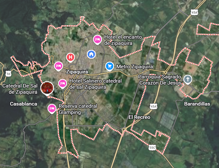 Mapa Zipaquirá y Sabana Norte — zona de cobertura Refrigeración Antártico